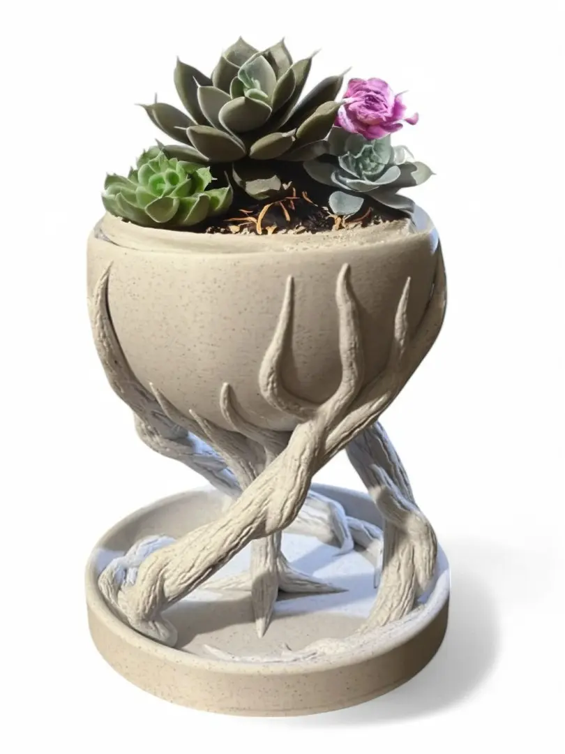 Branch Spiral Flower Pot, Planter Vase with Drainage for Succulents, Cacti, Orchids & Indoor/Outdoor Use