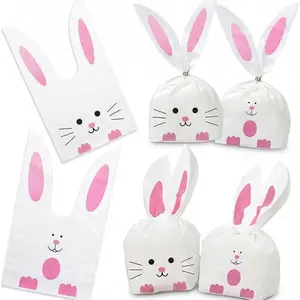 40pcs Cute Easter Gift Bags, Rabbit Shape Snack Bags, Candy Bag, Perfect for Easter Cookie Packaging, Basket Filler, Ideal for Easter Celebrations, Gift Pouch