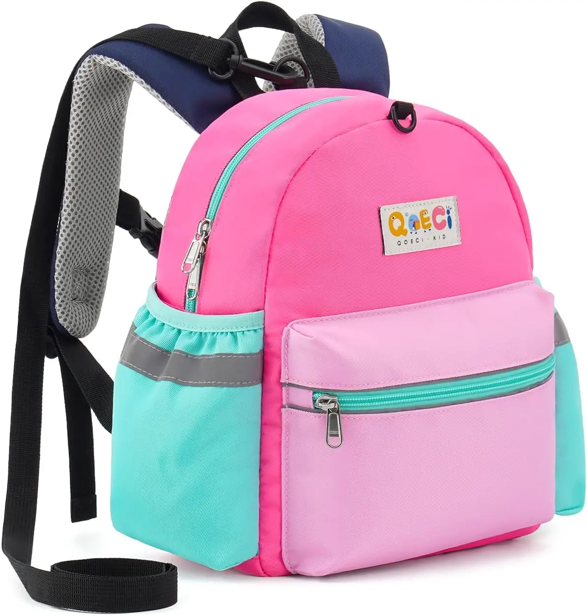 Toddler Backpack with Leash for Boys Girls Kids Kindergarten Nursery, 11” Baby Leash Backpack with Reflective, Toddler Bookbag with Anti-Lost Harness for Walking, Light Pink