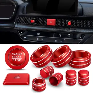 B BRAZIFY Red Knob Cover Kit for Honda Civic CRV & Acura Ingetra 2022-2026 9" Screen 1 Audio Knob 11pcs Hazard Light Push Start Audio AC Air Vent Decorative Accessories car  essentials Multifunctional Car Seat Back Organizer