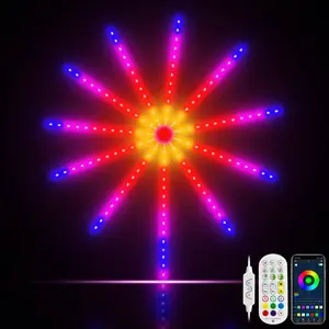 LED Smart Firework Light, 1 Set Multipurpose ICRGB Rainbow Color Atmosphere Light, Music Rhythm Light with Wireless Control with Remote Control & APP, Party Lighting Decoration