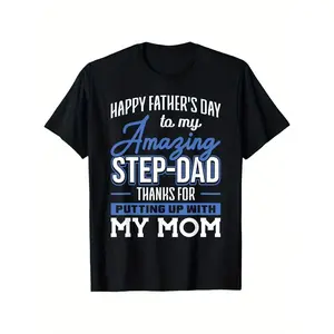 Awesome T-shirt for stepdads: "Thanks for putting up with Mom" ​​for Father's Day. Funny T-shirt for men, great for themed parties. Funny gift for dad, perfect for Thanksgiving, Christmas, New Year's Eve parties, costume parties.