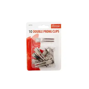 Annie #3172 Metal Double Prong Hair Clips, 10-Count, for Hair Styling