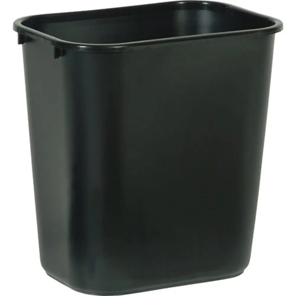 Commercial Products Small Wastebasket 13QT/3.25 GAL, Heavy-Duty Plastic, Ideal for Home/Office/Under Desk, Black Cleaning