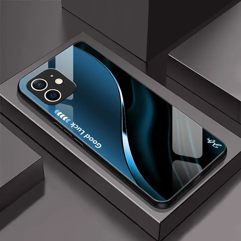 Suitable for [iPhone 12] Simple silk gradient glass phone case, affordable, fully shockproof, drop-proof and wear-resistant 995