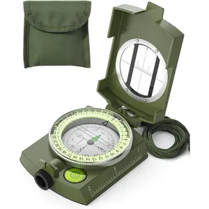 Popular Orienteering Compass 1 Piece Accurate Lightweight Waterproof Glow In The Dark Tool with Strap and Carrying Case for Hiking Camping Backpacking Outdoor Survival Gear