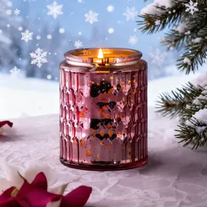 Exquisite Scented Candle Jar Gift Premium Aromatherapy Candle with Long Lasting Fragrance for Home Decor in Festive Pink Design,Modern Scented Jar Candle - Smokeless Scented Candles Made With 100% Soy Wax Fine Fragrance Oils And Cotton Core Wicks Free