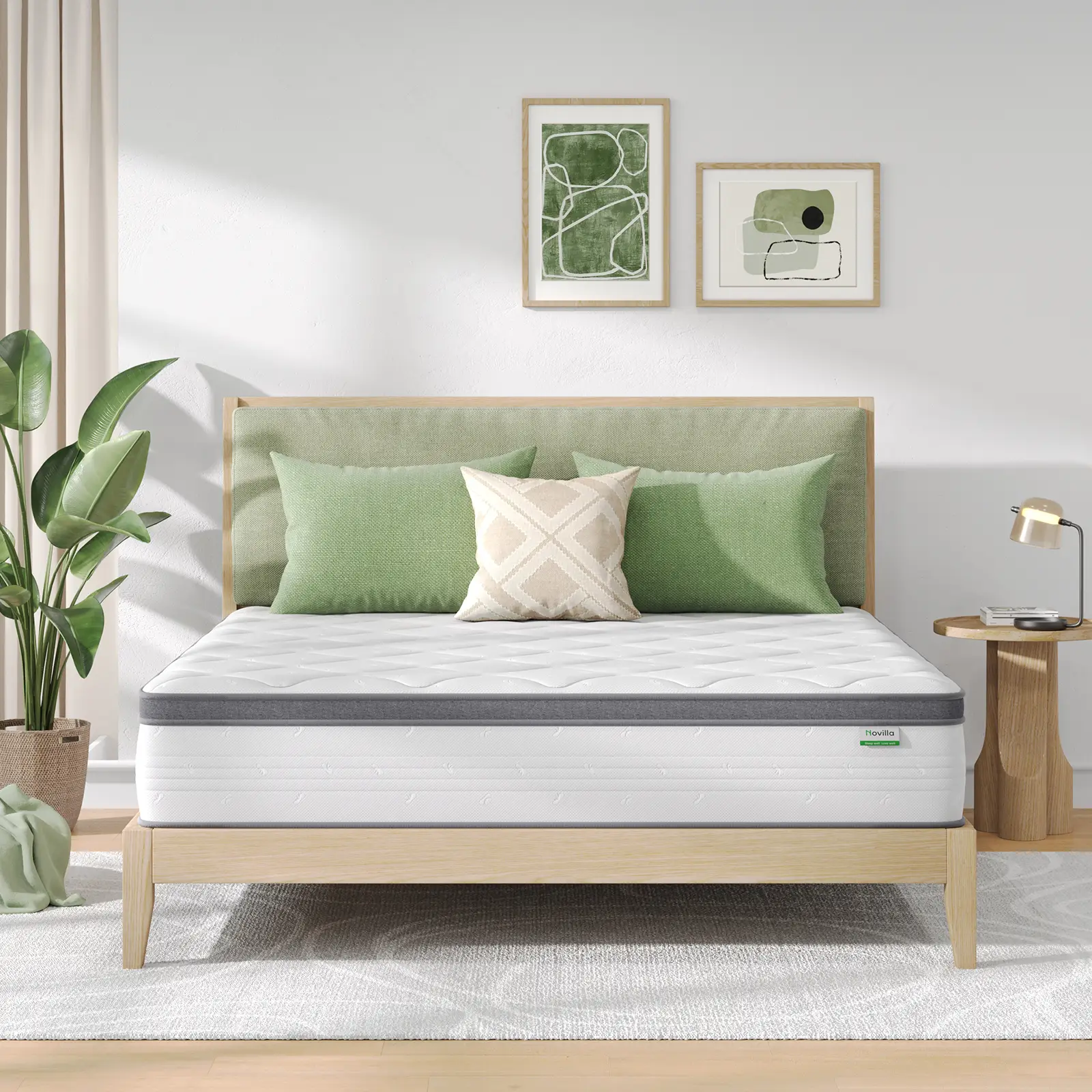 Novilla Innerspring Pillow Top Mattress in a Box, Fiberglass-Free,Hybrid Mattress 10/12 Inch with Comfort Foam, Twin/Full/Queen/King Size, Soft Feel,T