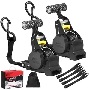 2-Pack Automatic Retractable Cargo Tie-Down Straps, over 3m Extendable, Quick Install in 2 Seconds, No Assembly Needed, Durable Design