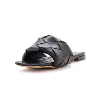 Pre-owned Bottega Veneta Women's Lido Flat Sandals Maxi Intrecciato Leather by Rebag