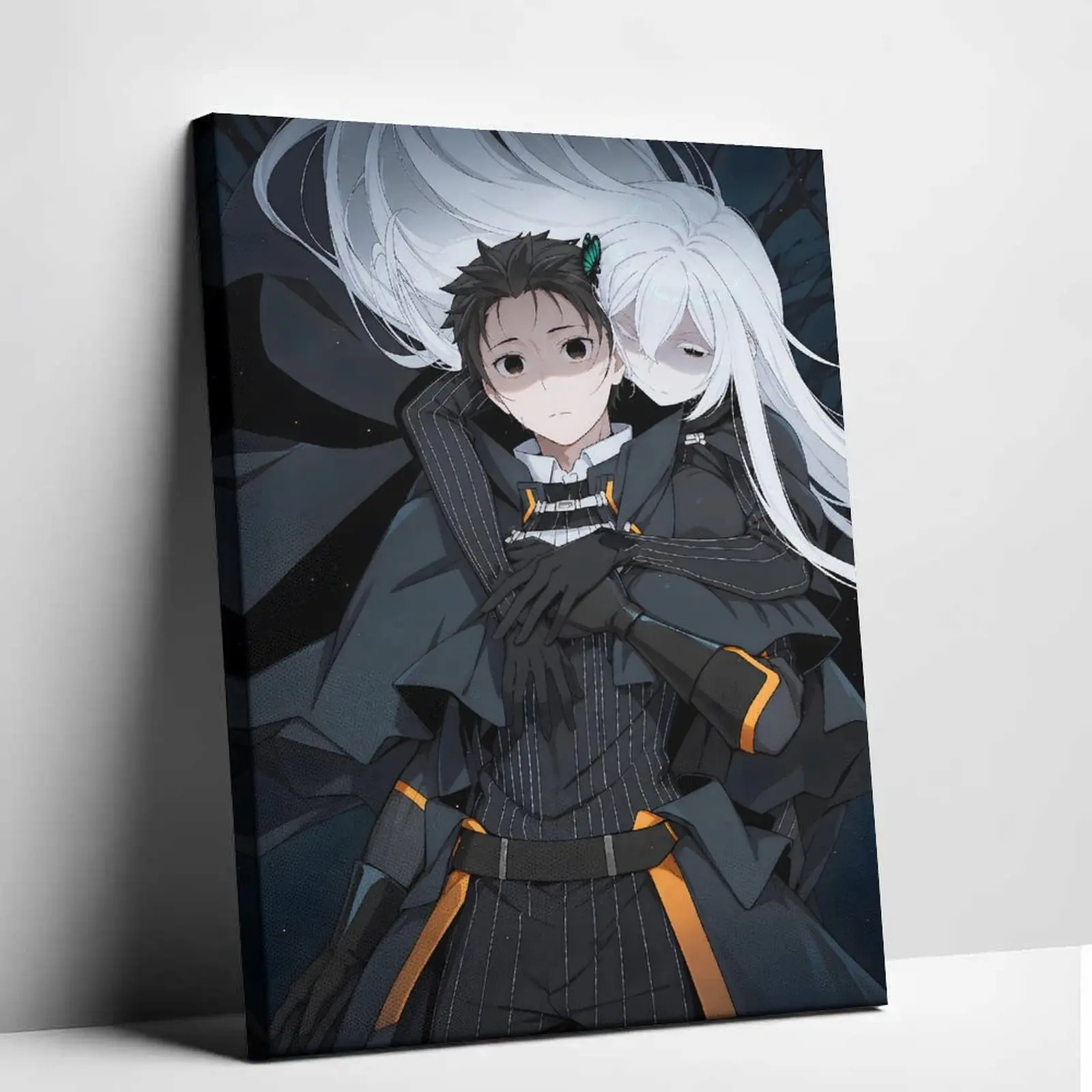 Re:ZERO Natsuki Subaru & Echidna Canvas Wall Art – Witch of Greed Dark Fantasy Anime Duo Poster for Bedroom, Game Room & Anime Fan Gift