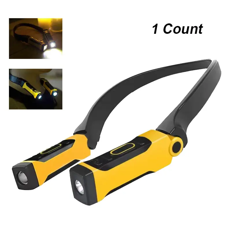 Rechargeable LED Neck Light, Outdoor Flashlight Work Lamp, 2 Brightness Levels, Rotatable Angle, Ideal for Reading, Running, Camping, Repair, Adjustable Tactical Flashlight, Emergency LED Flashlight, Portable Emergency Light, Rechargeable Flashlights