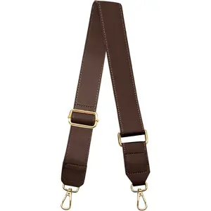 Dark Brown Leather Purse Strap Wide Adjustable  Purse Strap Handbags Replacement Crossbody Straps with Swivel Clasps, 33~55 inch