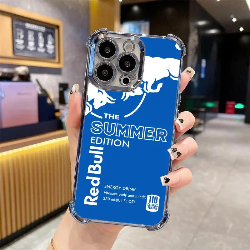 Redbull Energy Drink Challenger Edition Collection Style Electroplated TPU Casing For iphone 16 15 14 13 12 11 X XS PRO PLUS MAX Four Corners Anti - Fall Soft Silicone Gift Shockproof Protection Anti - Drop Protective Protector Phone Cases Shell Cover