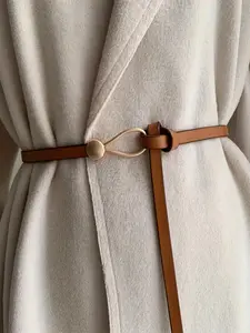 Women's Elegant Solid Color Pu Leather Belt, Fashionable Knotted Casual Waist Belt for Dress & Jeans, Modern Buckle Belts, High Quality Trendy Versatile Buckle, Trendy All-match Vintage Accessories for Daily Use