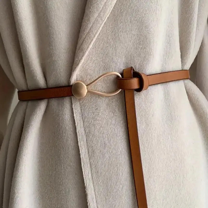 Women's Elegant Solid Color Pu Leather Belt, Fashionable Knotted Casual Waist Belt for Dress & Jeans, Modern Buckle Belts, High Quality Trendy Versatile Buckle, Trendy All-match Vintage Accessories for Daily Use, Belt with Buckle