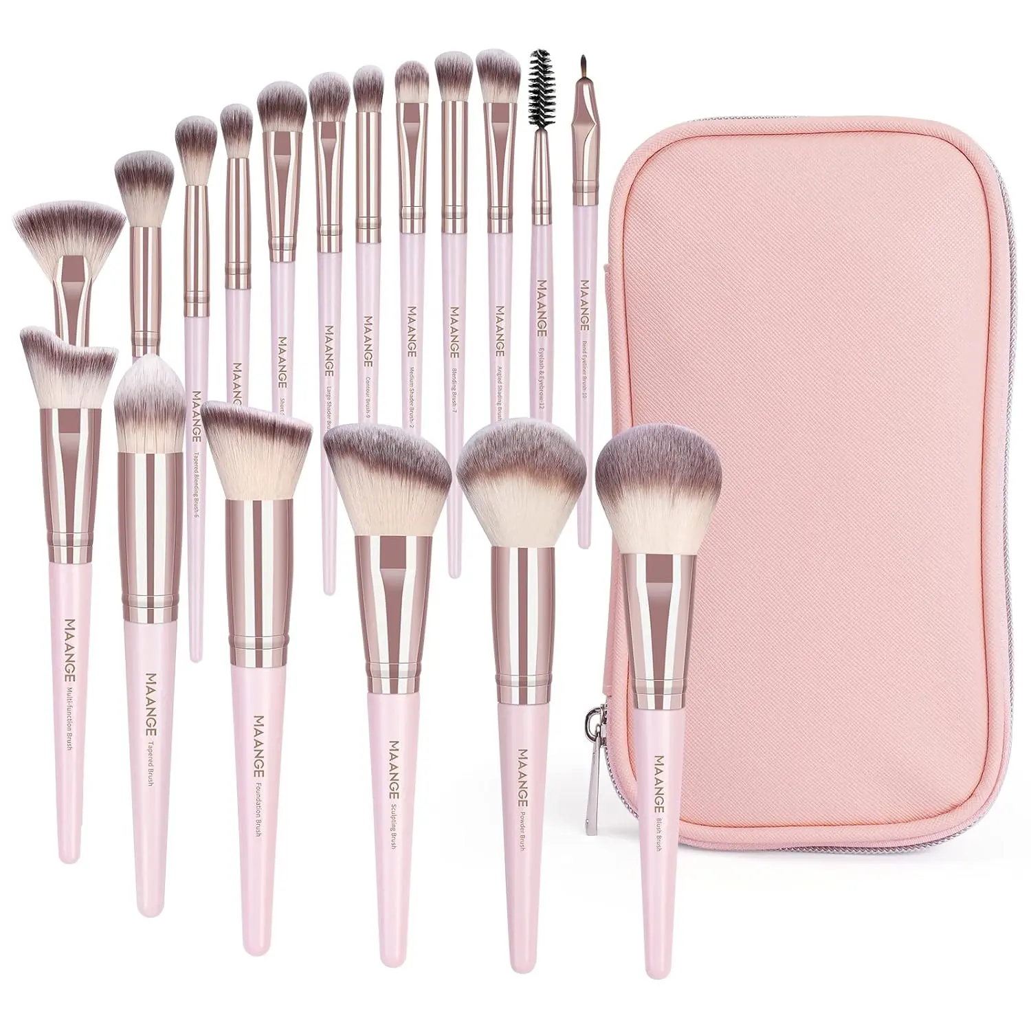 Makeup Premium Brushes With Bag (Pink Gold) MAANGE