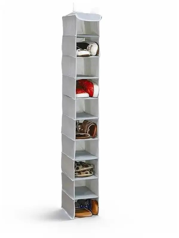 10 Shelves Hanging Shoes Organizer Holder for Closet, Grey Rack Hangable