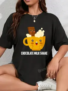 100% Cotton Chocolate Milkshakes Liquid Food Drinks Choco and Milkaholic T-Shirt