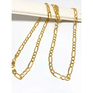 10k Solid Gold Figaro Chain 18-28 inches 4.5mm (Semi-Hollow Style)