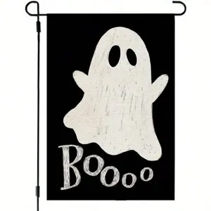 Halloween Ghost Garden Flag Sided Small Burlap For Outside Boo Black Holiday Yard Decoration