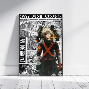Katsuki Bakugo Art Poster My Hero Academia Prints Anime Wall Decor for Fans Room Ornaments Artistic Photo Home Office Decoration Raw Ornaments Room Artistic Photo