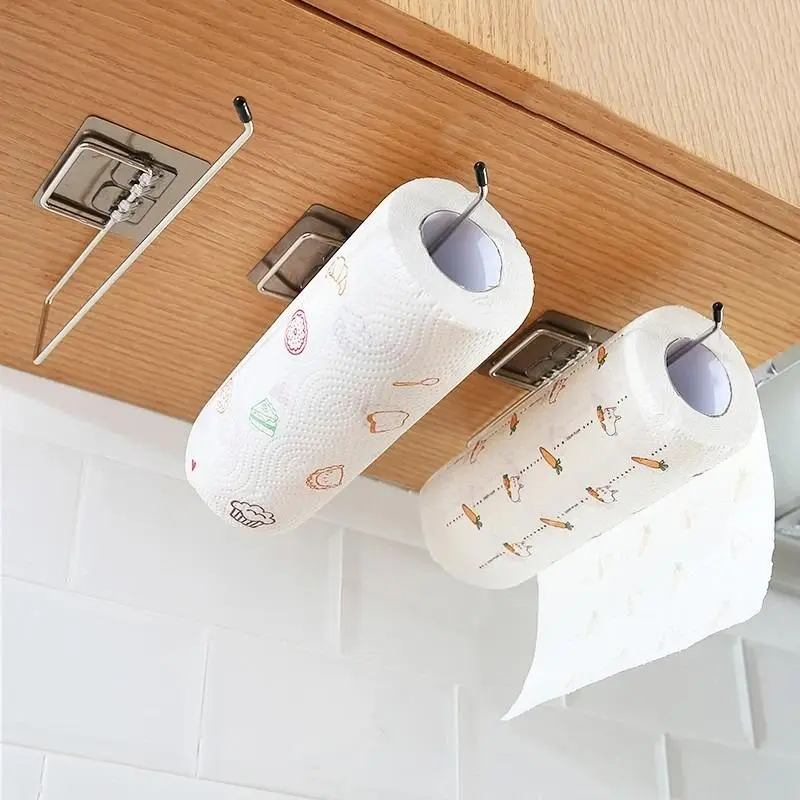 Stainless Steel Kitchen Paper Towel Holder, 1 Count Punch Free Wall Mounted Tissue Holder For Bathroom Kitchen