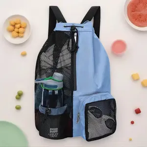 Outdoor Beach Backpack Swimming Bag Mesh Perforated Drawstring with Wet Bag Gym Yoga Exercise Storage 20-35L Unisex Casual Nylon 1 Set