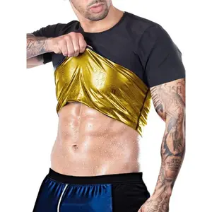 Men's Sweat Sauna T-Shirts, Athletic Short Sleeve Tee, Weight Lose Workout Slimming Body Shaper, Fitness Waist Trainer, Men's Shapewear, Gym Wear, Workout Clothes