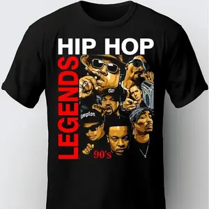 Old School Rappers Black Cotton Hoodie Hip Hop Rap East Coast West Coast Vintage Streetwear Unisex Oversized Sweatshirt for Men Women Trendy Urban Fashion Casual Comfortable Daily Wear