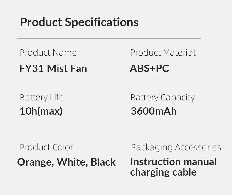 Handheld Mist Fan, Portable Rechargeable Cooling Fan with Water Spray, Personal Mini Fan for Face, Travel Beach Camping Outdoor Office Summer Fan