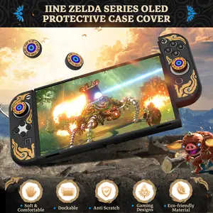 IINE Zelda Black Protective Case OLED Shockproof TPU Case Cover for Nintendo Switch OLED