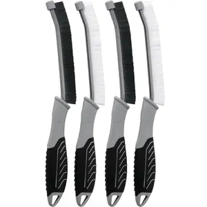 VIKING Car Detailing Brush Set for Car Cleaning Kit, Multi-Purpose Interior Car Cleaner Brush Set for Interior Detail, Includes Medium Bristles and Stiff Bristles, 4 Pack, Black/White