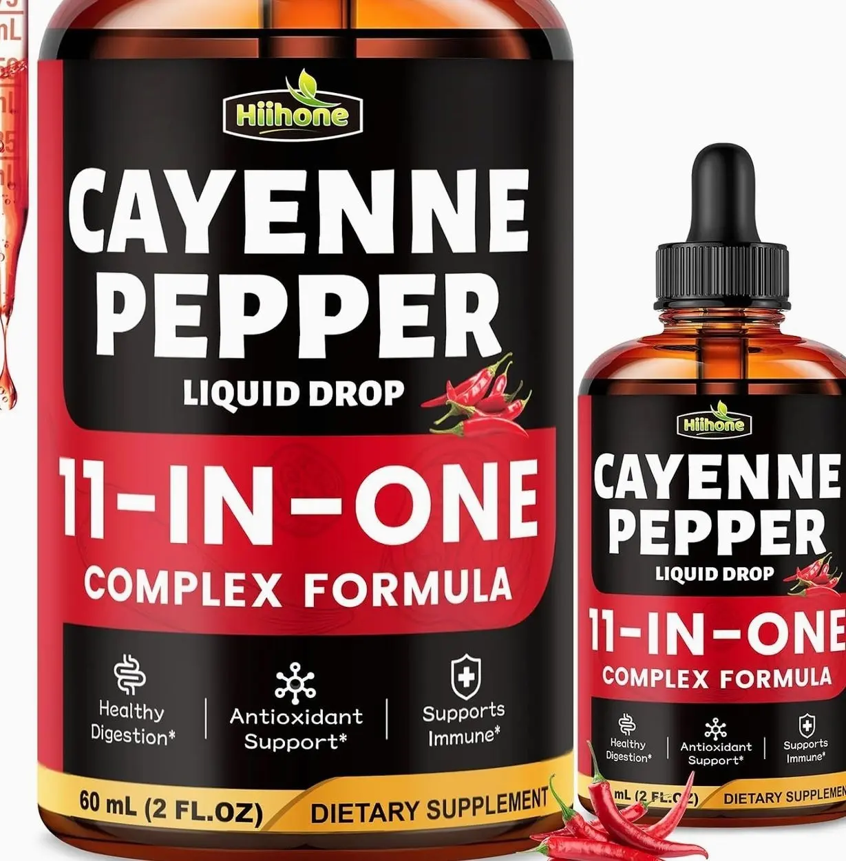 (2 Packs) 11-in-1 Cayenne Pepper Drops - Herbal Supplement with Hawthorn, Beet Root & Cinnamom - Supports Healthy Digestion & Immune - 4 FL Oz