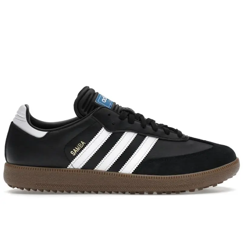 adidas Samba Golf "Core Black / Cloud White / Gum" Men's Golf Shoes – Classic Spikeless Golf Sneakers Featuring Premium Leather Upper, Signature 3-Stripes Branding, Gum Rubber Outsole, Comfortable Cushioning, and Versatile Style for On-Course