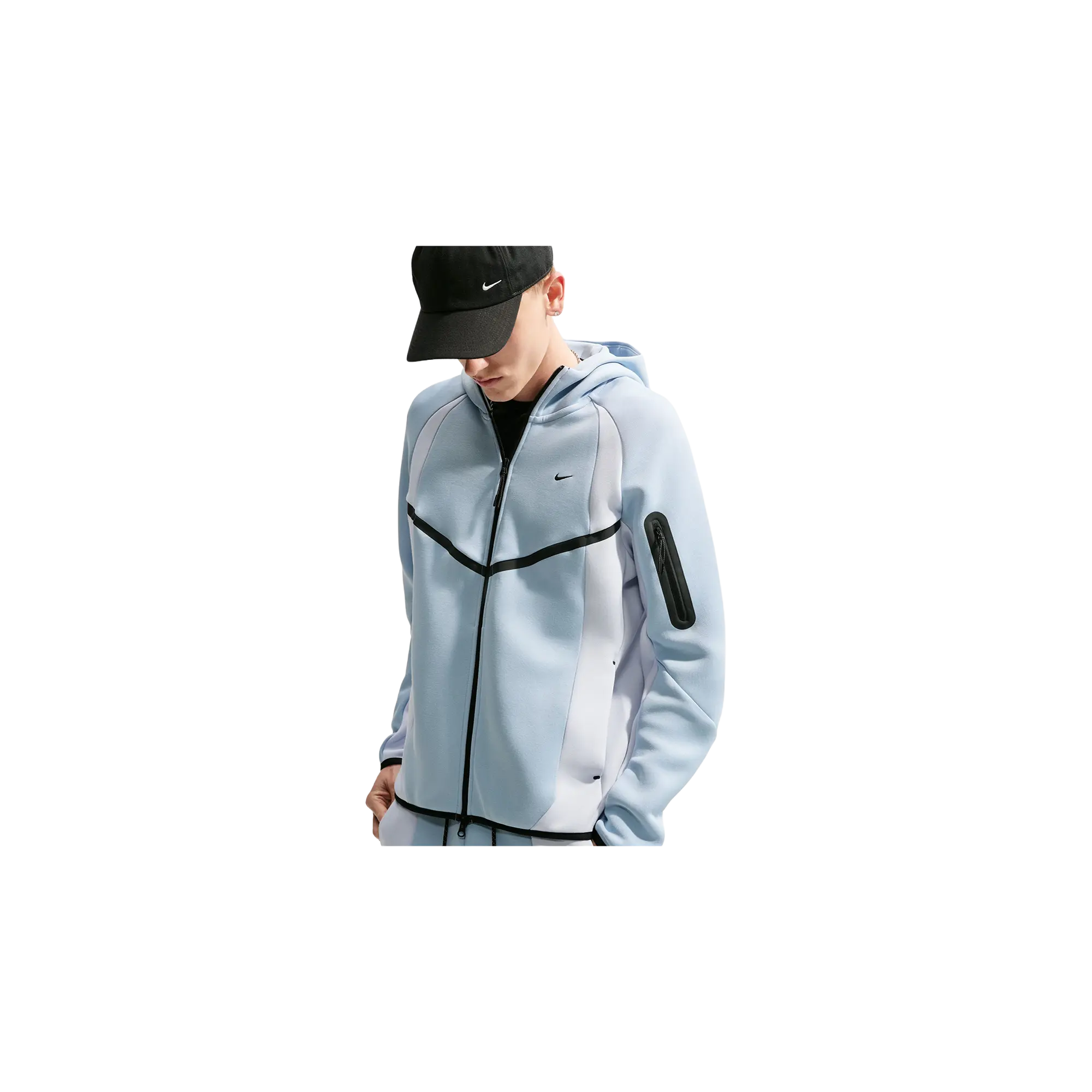 Tech Colour-Block Full-Zip Fleece Windrunner Jacket "Light Armoury Blue / Football Grey / Black" IF1325 440