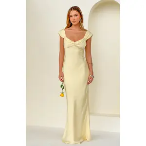 Jacky Yellow Satin Maxi Dress