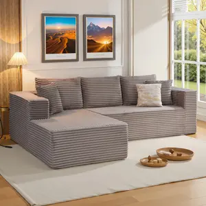Modular combination sofa, L-shaped lounge chair, modern minimalist sofa, living room bedroom, deep-seated corner sofa, simple assembly, corduroy