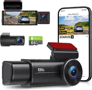 4K 3 Channel Dash Cam, STARVIS Sensor,5GHz WiFi with 64GB Card,2160P+1080P+1080P Front and Rear Inside, Car Dash Camera with 3.16" Screen,IR Night Vision G-Sensor, HDR,24H Parking Mode（Black）