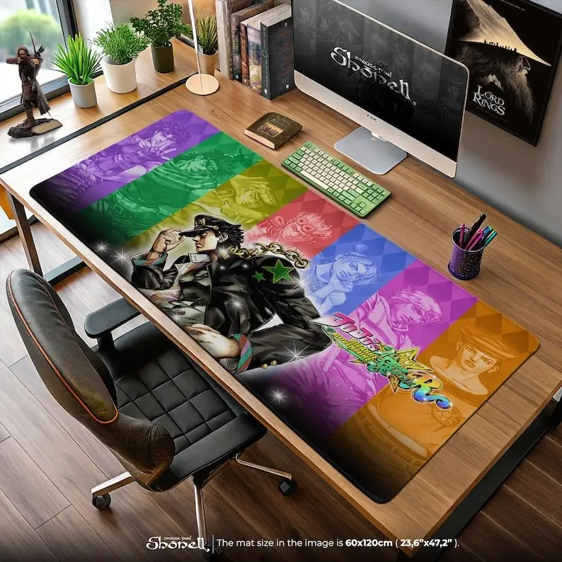 JoJo’s Bizarre Adventure Mouse Pad - Joestar Family Rainbow Desk Mat, Anime Stand Power Art, JJBA Gift Decor