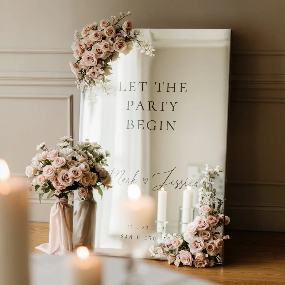 Let the Party Begin Wedding Sign — Minimalist Custom Acrylic Sign