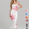 Women's Floral Print Cami Dress, Calla Lily Flower Dress, Glam Gown, Elegant Classy Flattering Sleeveless Bodycon Dress for Party Holiday Wedding, Ladies Clothes for Summer, Gowns Beautiful Gowns, Sleeveless Style Dress