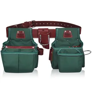 NUTUCH Green Heavy Duty Nylon and Leather Tool Belt for Carpenters and Electricians