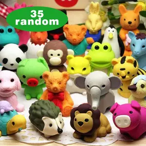 35Pcs Animal Erasers Desk Pets for Kids Animal Pencil Erasers Bulk Puzzle Eraser Toys Gifts for Classroom Prizes,Game Reward,Treasure Box,Easter Egg Fillers,Goodie Bag Stuffers,Party Favors Random Selection