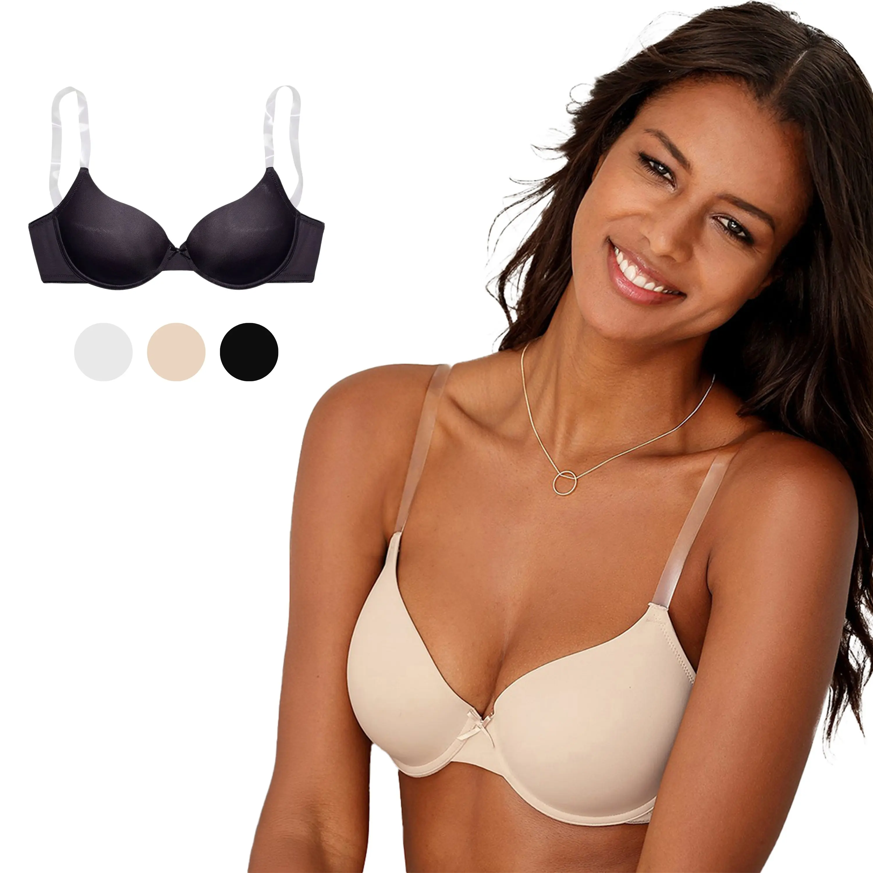Women's Underwire Clear Strap T-Shirt Bra