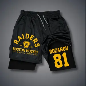 Unisex Rivalry Graphic Vintage Sports Shorts – Double-Layer Athletic Shorts with Elastic Waistband, Comfortable Summer Streetwear - For Loose Fit, Choose One Size Up