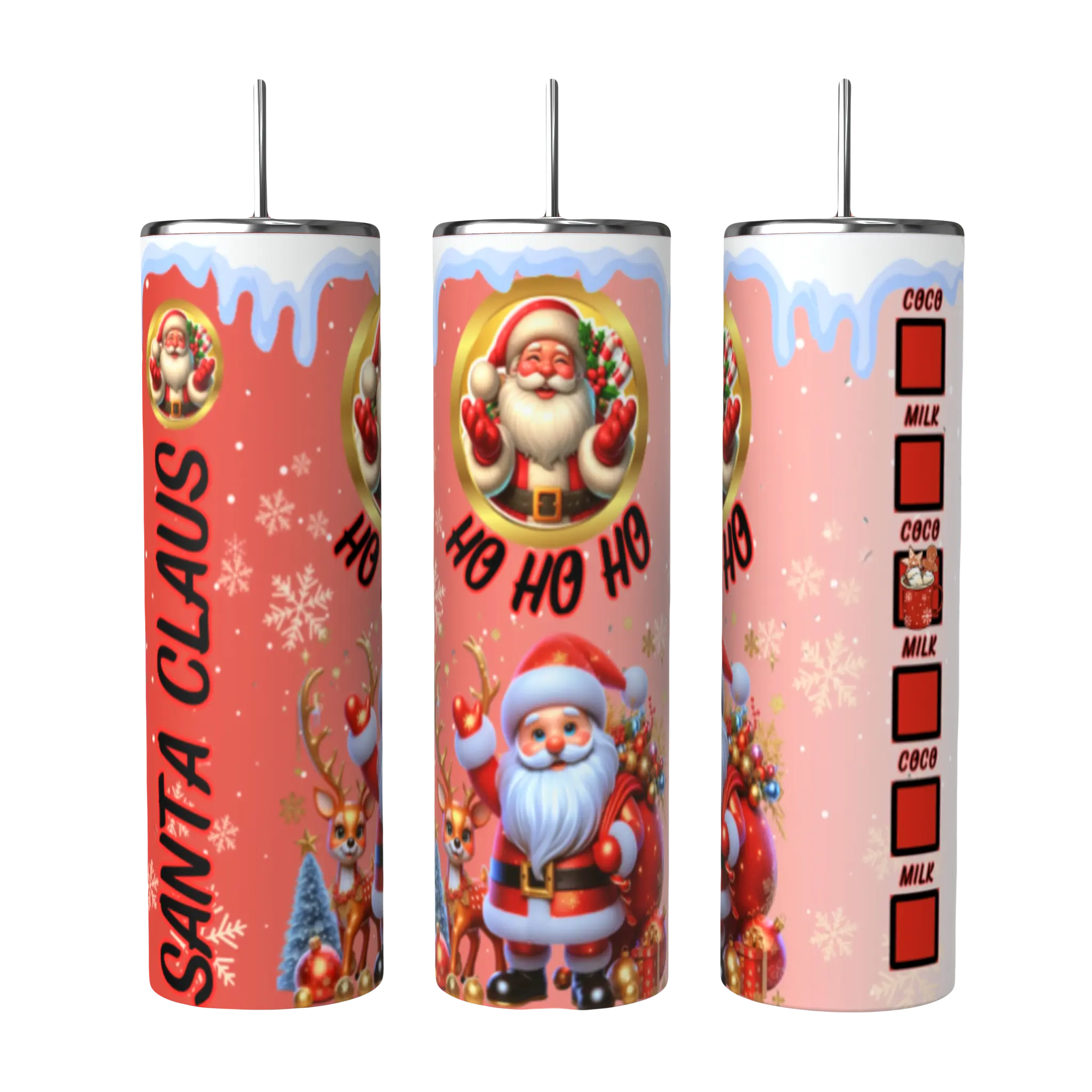 SANTA CLAUS 20oz STAINLESS STEEL SUBLIMATED TUMBLER