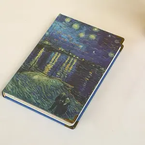 Van Gogh A5 Blank Pages Hardcover Notebook – Vintage Artistic Journal, Fill Blank Journal with Painted Edges, Decorative Thick Cover, Unlined Interior for Writing, Drawing, Gifting, Collectible，Christmas Gift, School and Office Supplies