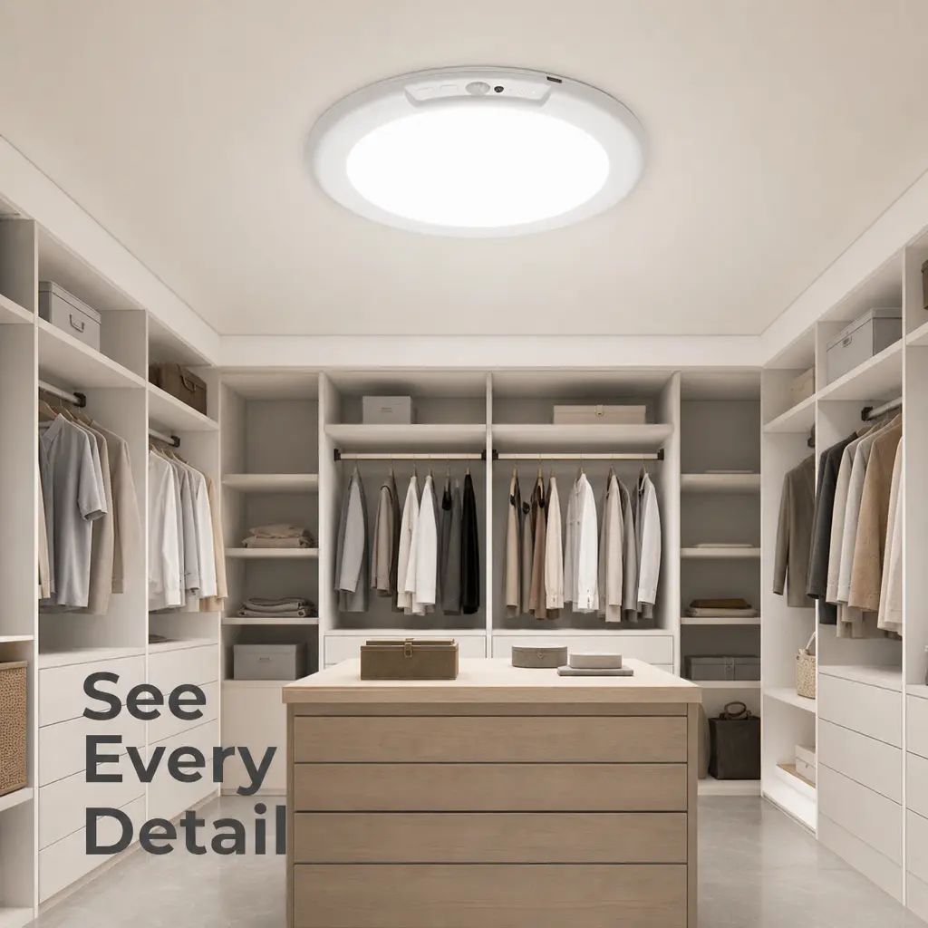 Ultra Slim Rechargeable Motion Sensor Ceiling Light, Type-C LED Lamp with 3000K/4000K/6000K, Auto On/Off Wireless Light for Closet Pantry Laundry Room Garage Storage
