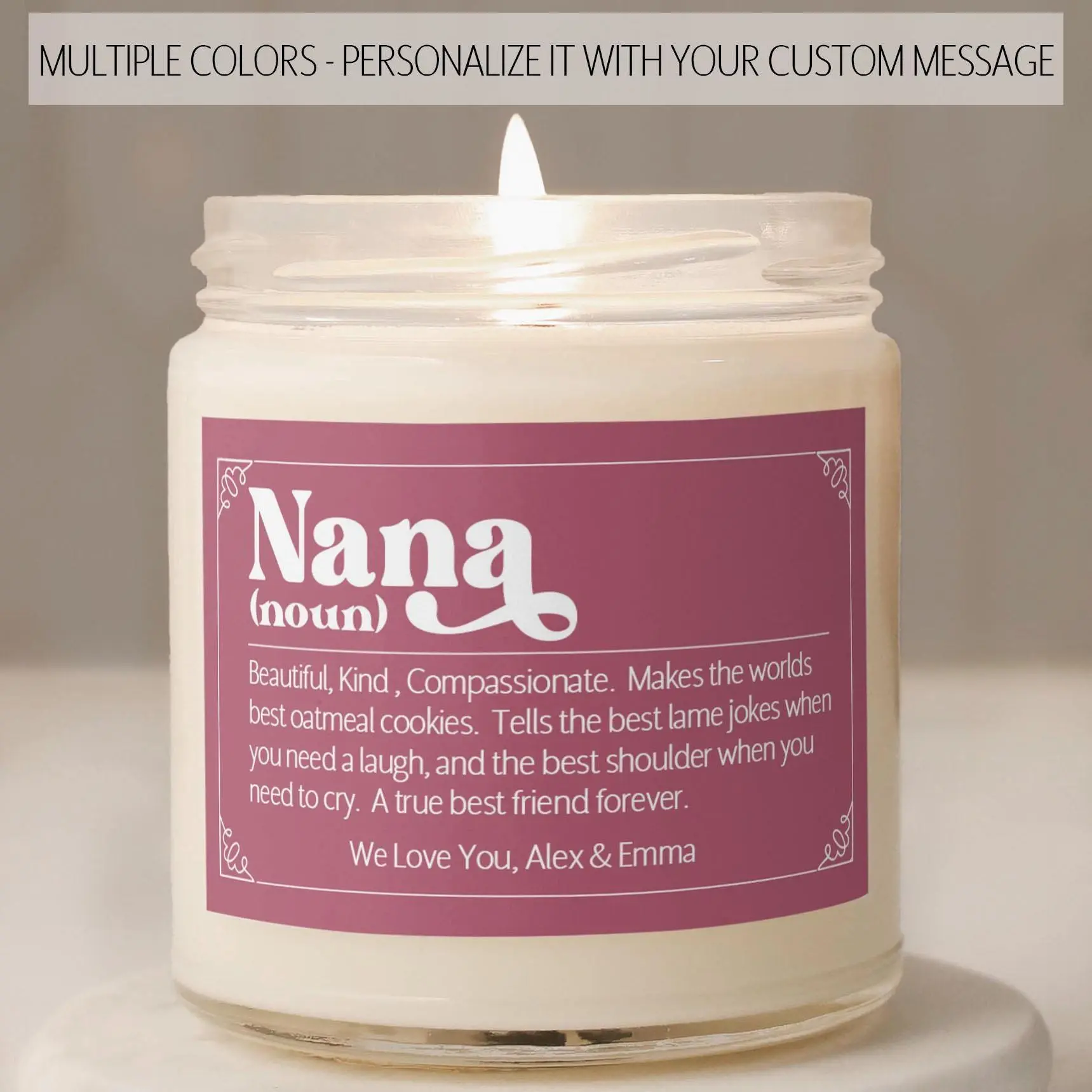 Personalized Nana Candle Gift, Dictionary Definition Candles, Mothers Day, From grandchild, Birthday Gift, Custom Name, Funny for Grandma, Decor Glass